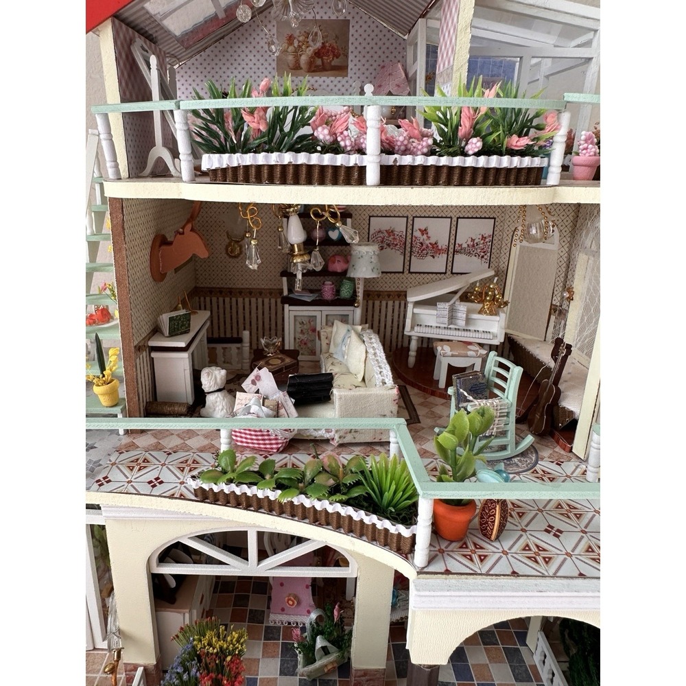 Built DIY Miniature Dollhouse Countryside Estate 3-Story Villa Model Light Up - Picture 5 of 16